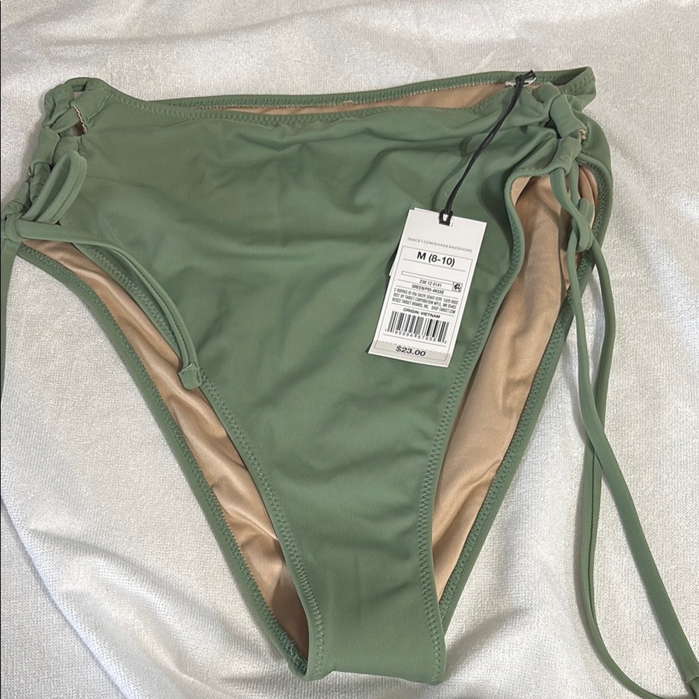 Shade & Shore Green and Tan High-Cut Bikini